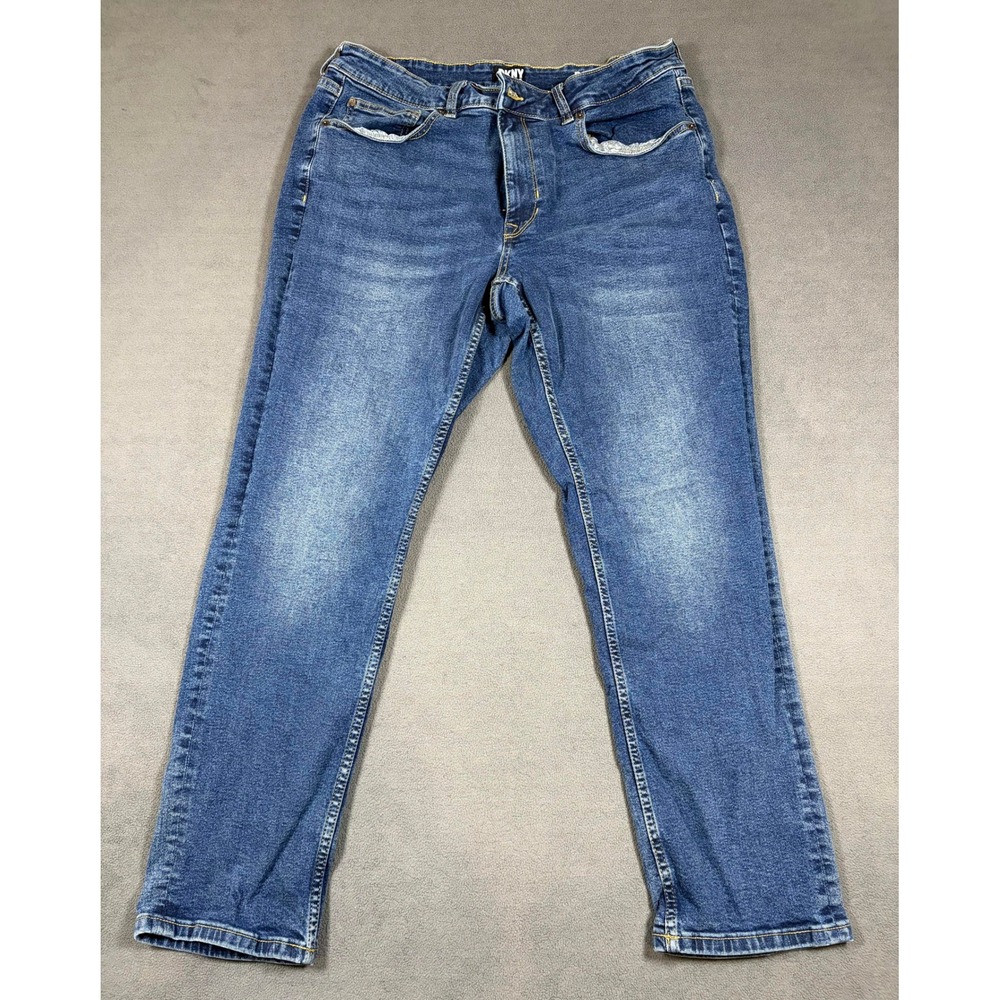DKNY Jeans Bedford Slim Fit Mens 34x30 Blue Denim Stretch Pants